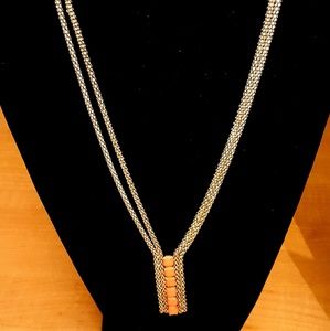 Long Orange Pendant Necklace